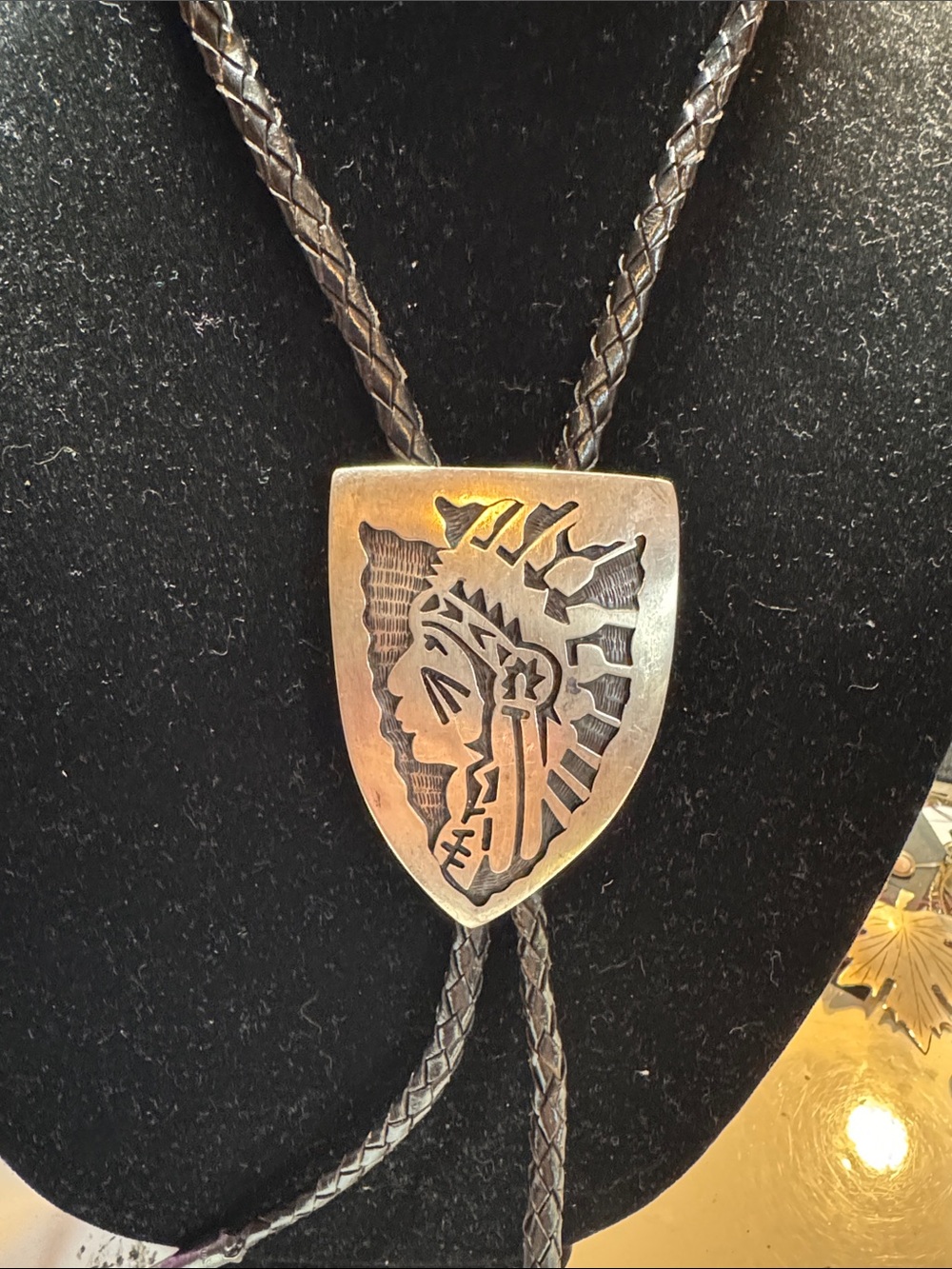 Sterling Silver Native-Inspired Bolo Tie -Vintage
